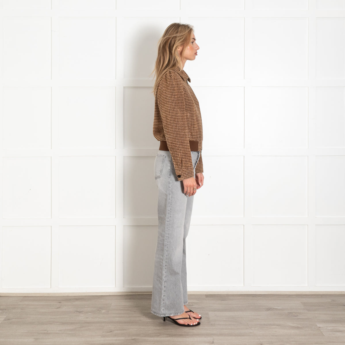 ME+EM Houndstooth Wool Blend Bomber Jacket - Image 6