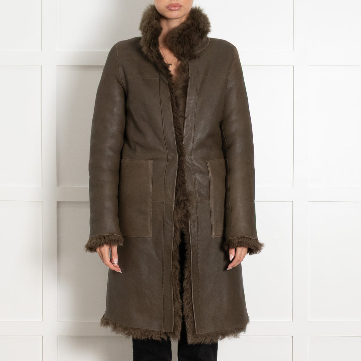 Me+Em Khaki Shealing Reversable Coat - Image 2
