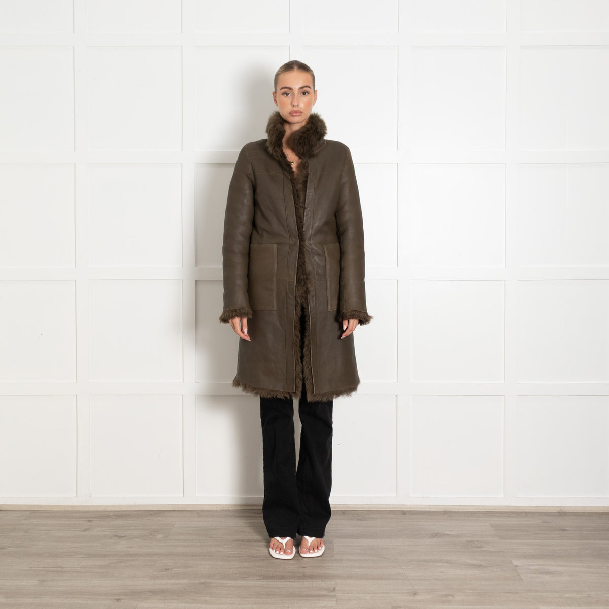 Me+Em Khaki Shealing Reversable Coat - Image 1