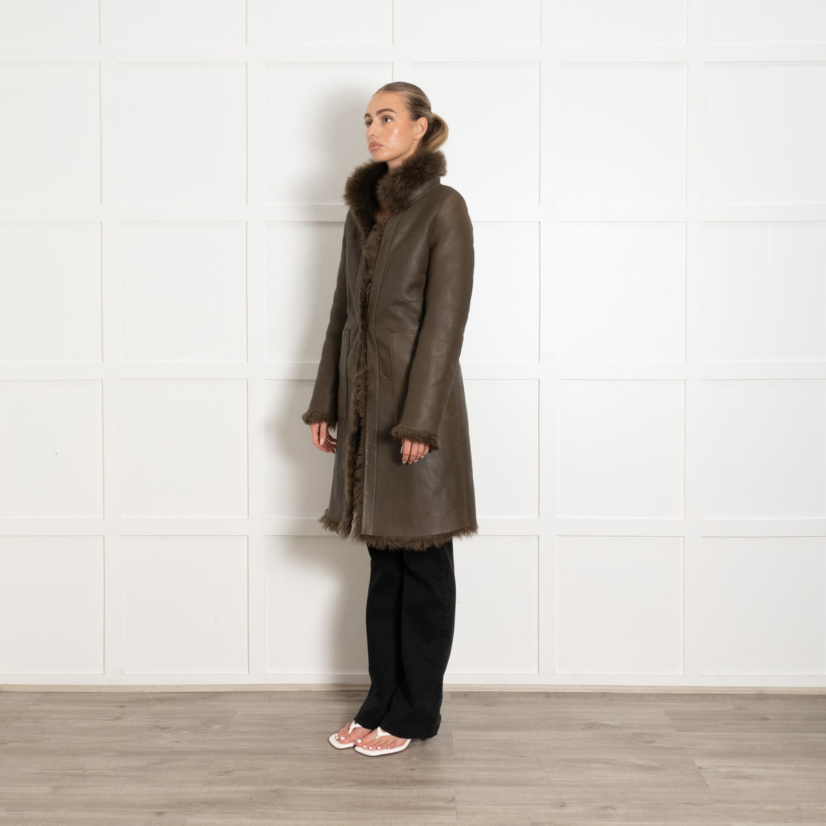 Me+Em Khaki Shealing Reversable Coat - Image 3