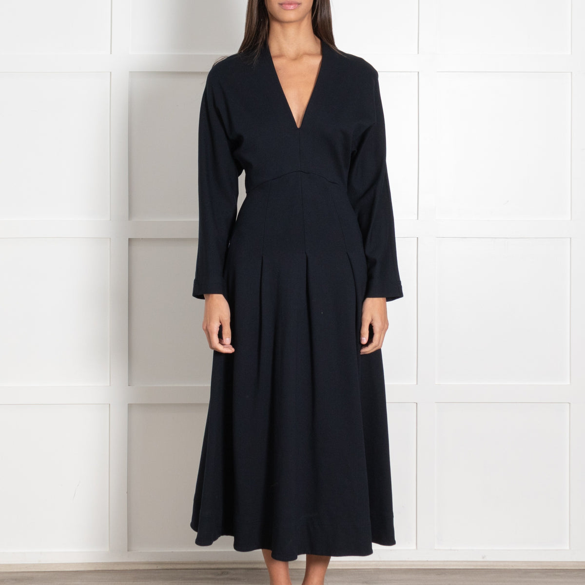 Me + Em Navy Longsleeved Jersey Maxi Dress With Pockets - Image 2