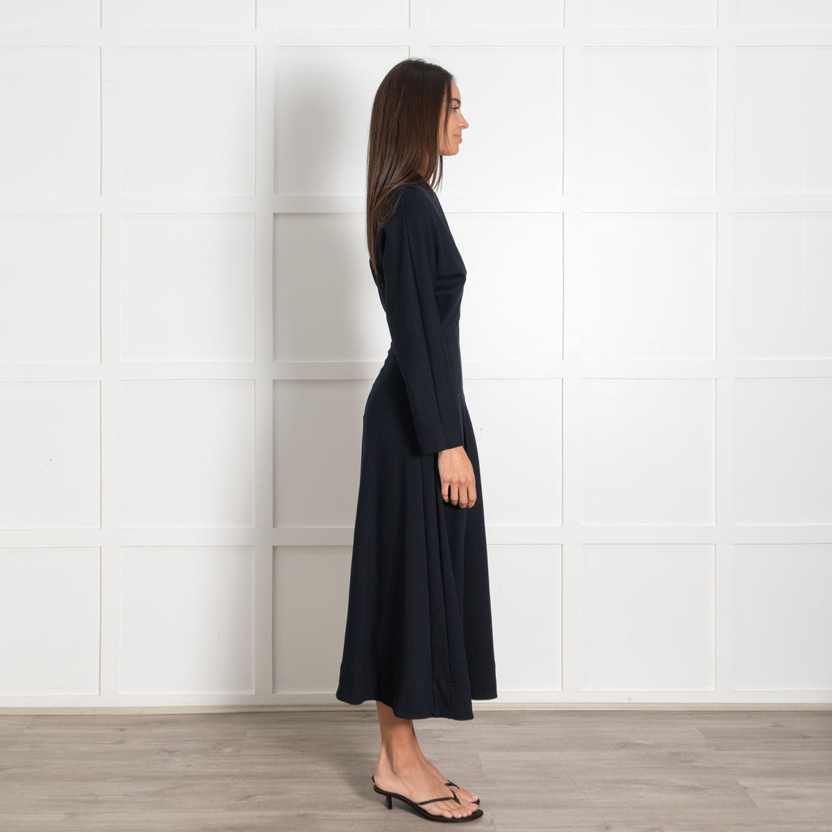 Me + Em Navy Longsleeved Jersey Maxi Dress With Pockets - Image 6