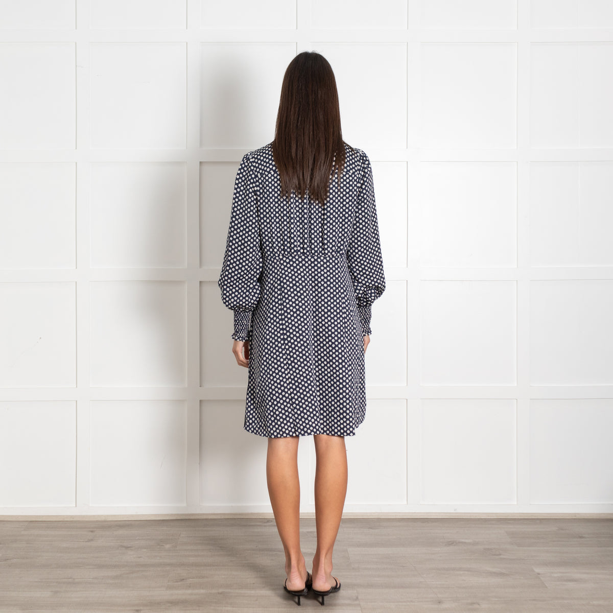 ME+EM Navy Tie Neck Floral Dress - Image 5