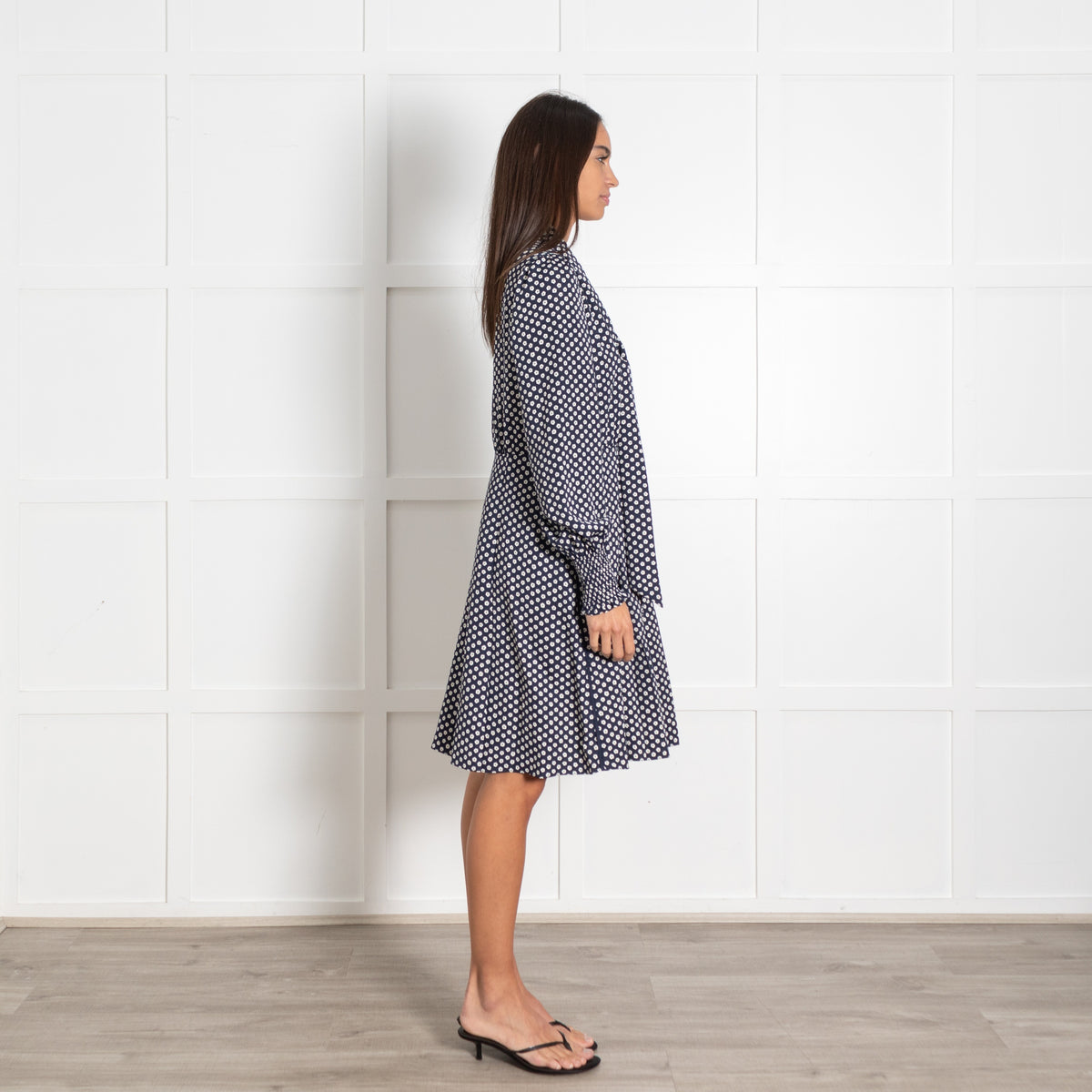 ME+EM Navy Tie Neck Floral Dress - Image 6