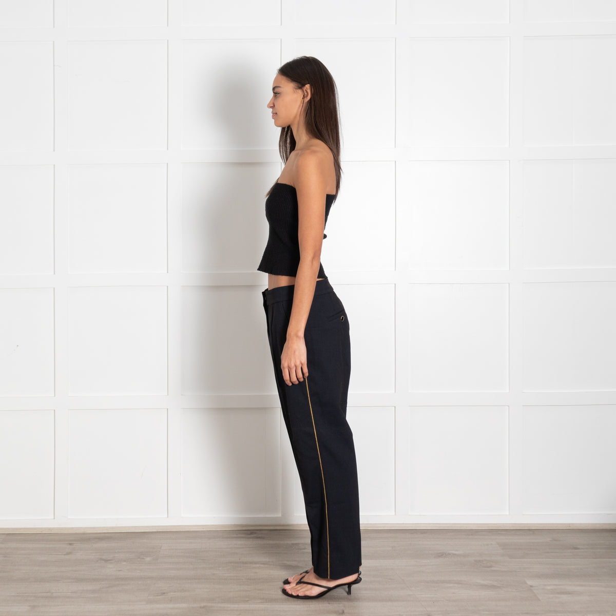Me + Em Navy Twill Trousers with Gold Stripe - Image 4