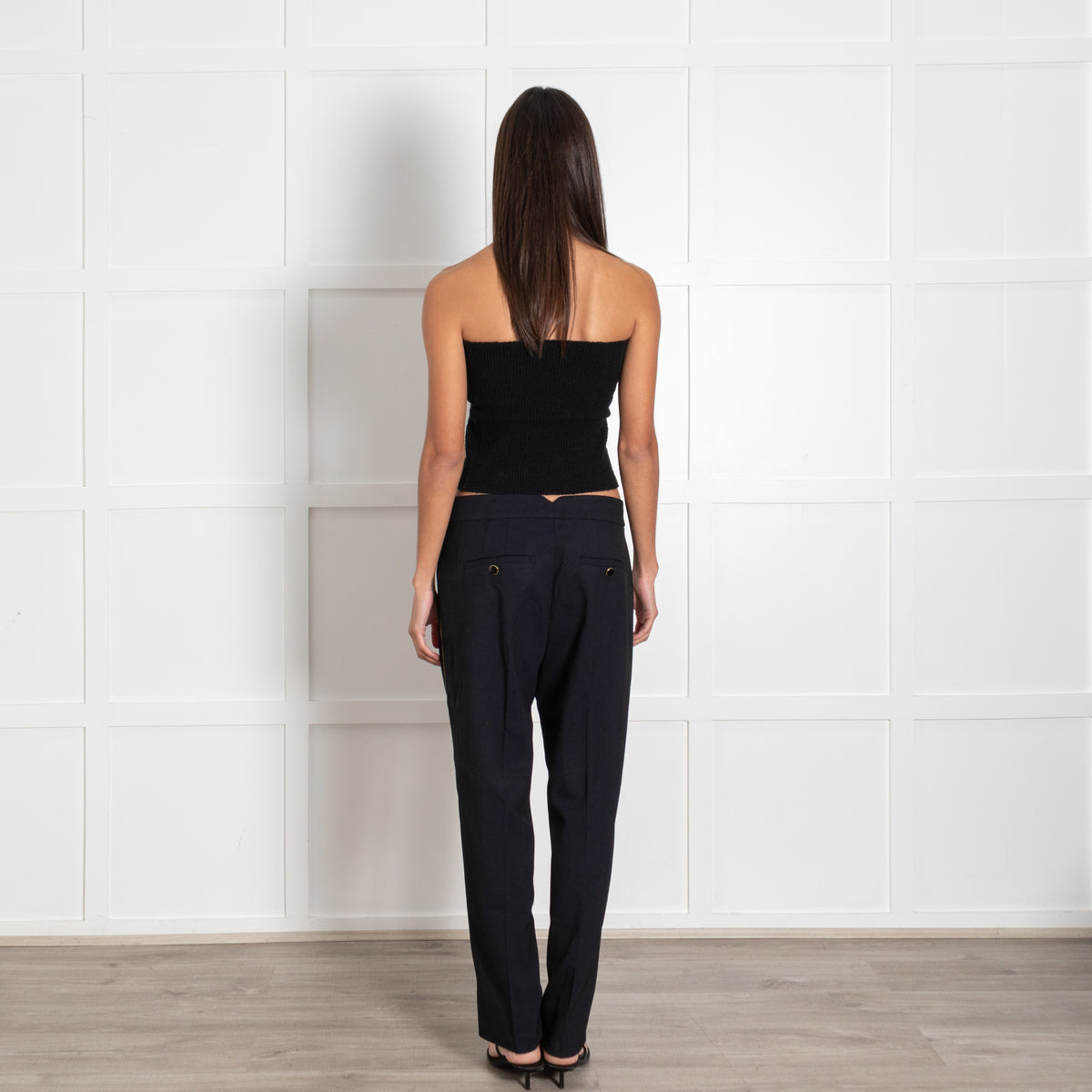 Me + Em Navy Twill Trousers with Gold Stripe - Image 5