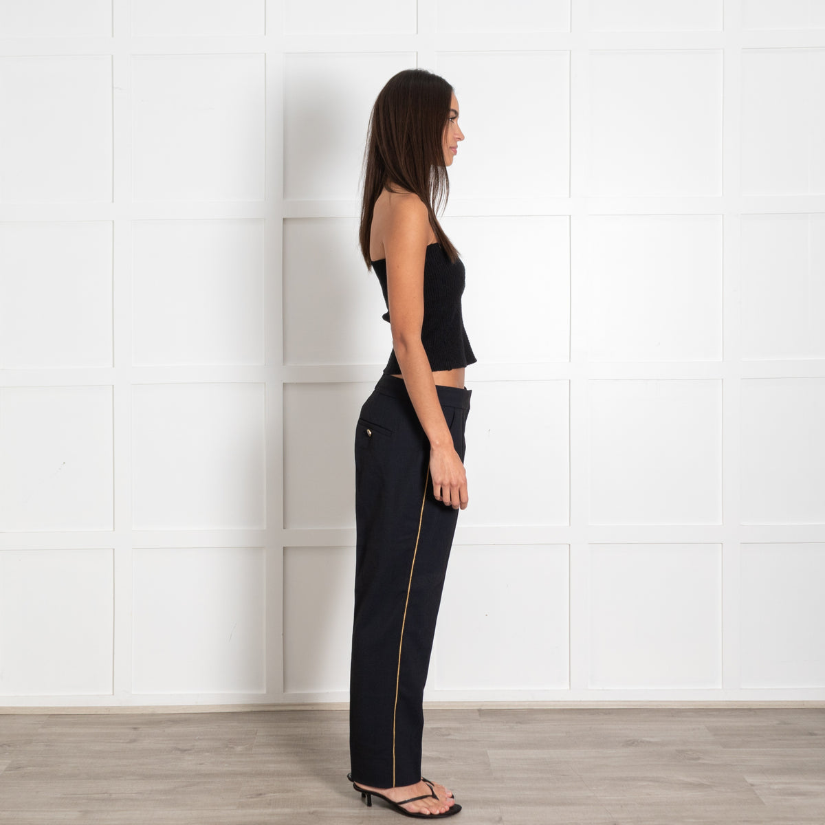 Me + Em Navy Twill Trousers with Gold Stripe - Image 6