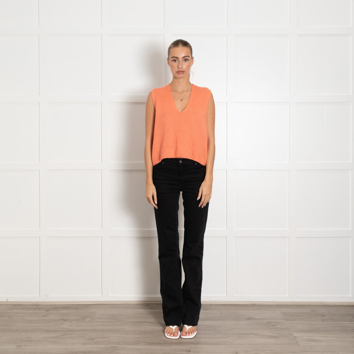 Me + Em Peach Cashmere Wool Mix Vest - Image 1