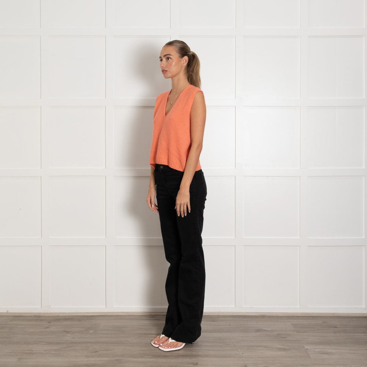 Me + Em Peach Cashmere Wool Mix Vest - Image 3