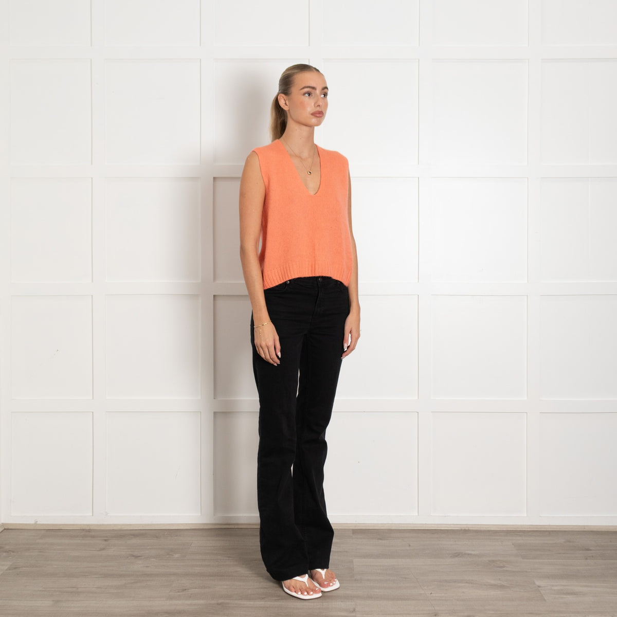 Me + Em Peach Cashmere Wool Mix Vest - Image 7