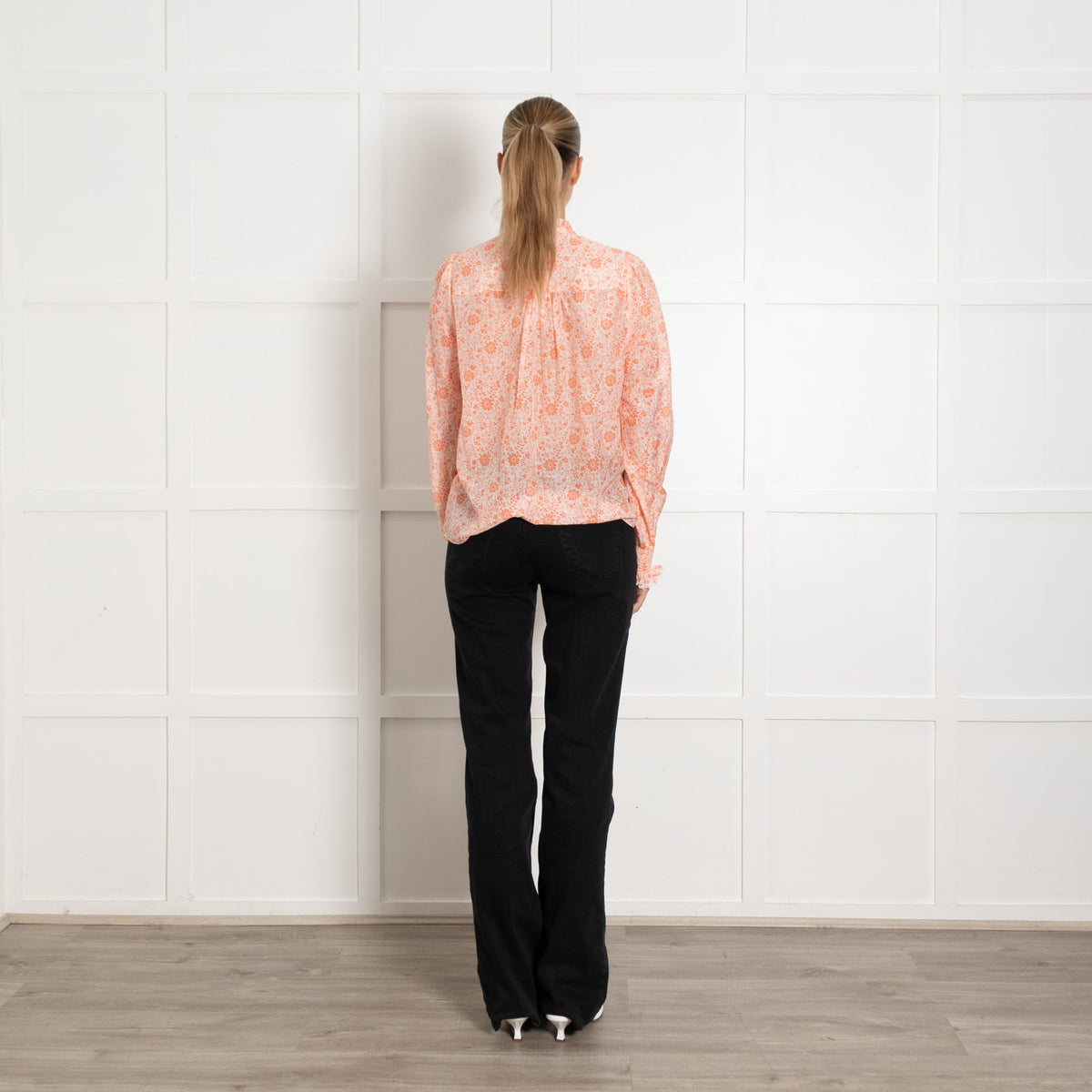 Me + Em Peach and White Floral Frill Cotton Blouse - Image 5