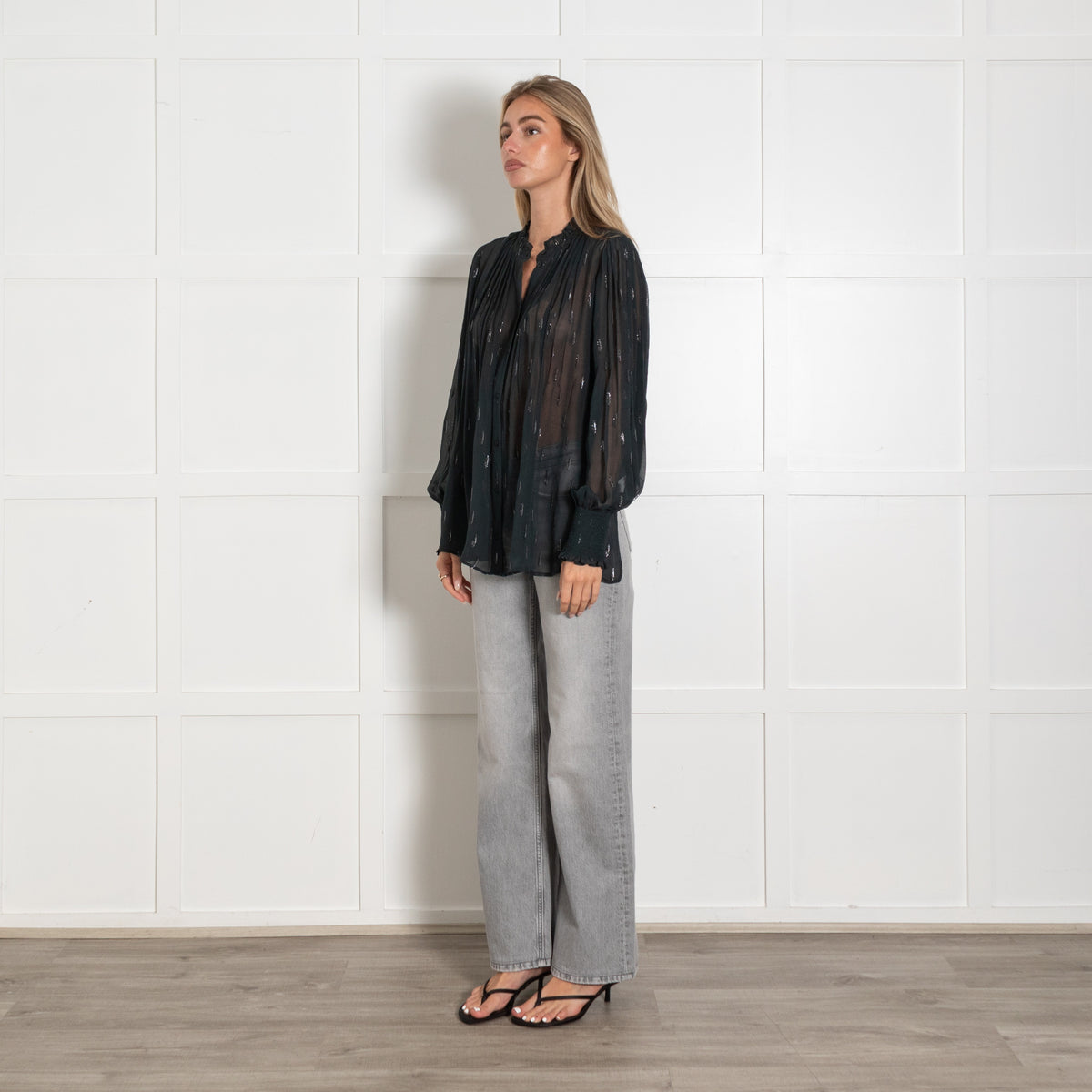 Me+Em Silk Crinkle Metallic Swing Blouse - Image 3