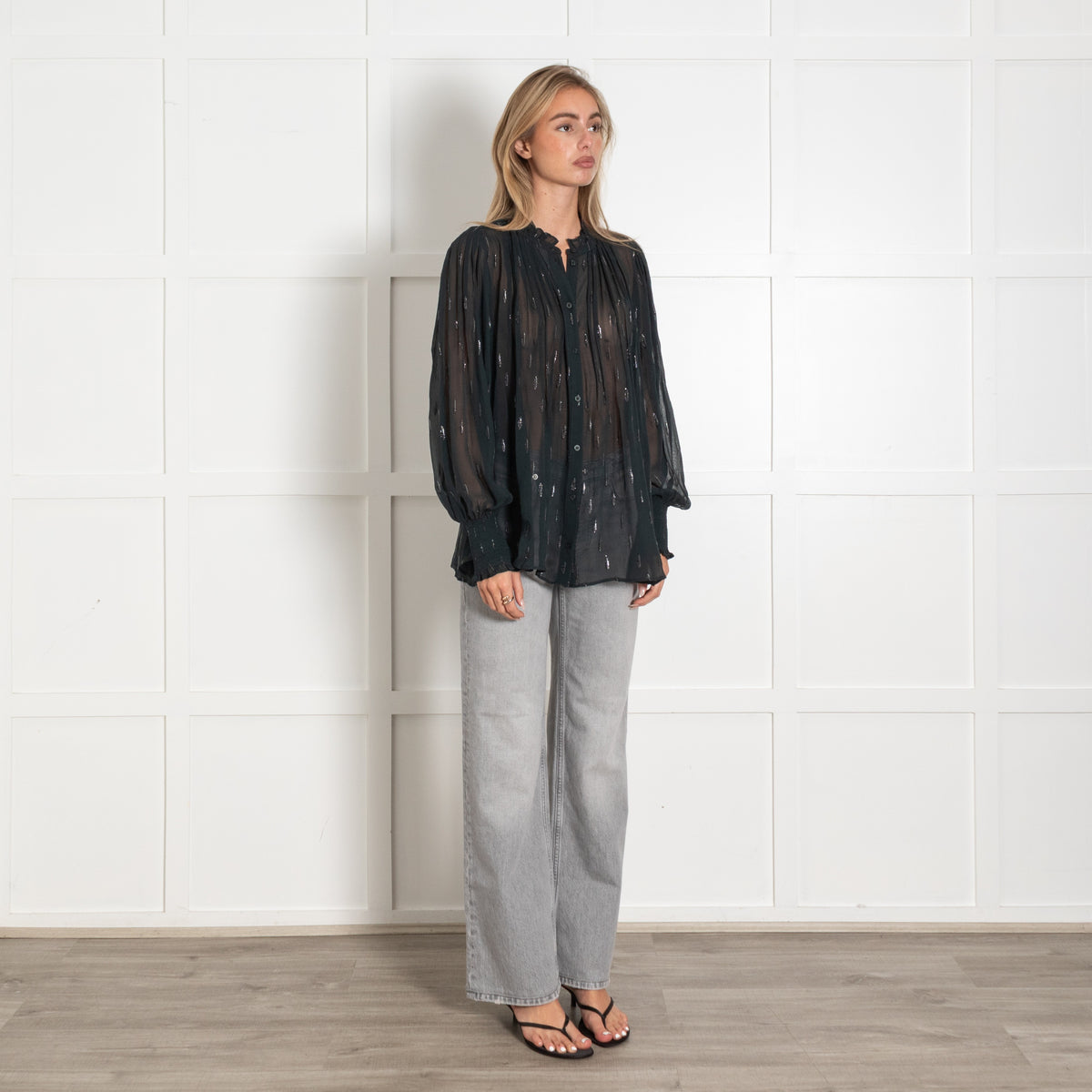 Me+Em Silk Crinkle Metallic Swing Blouse - Image 7