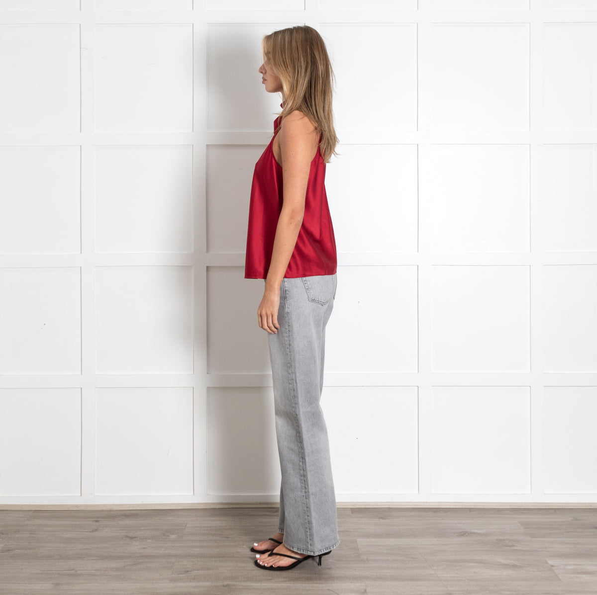 Silk Red Cowl Neck Top - Image 6