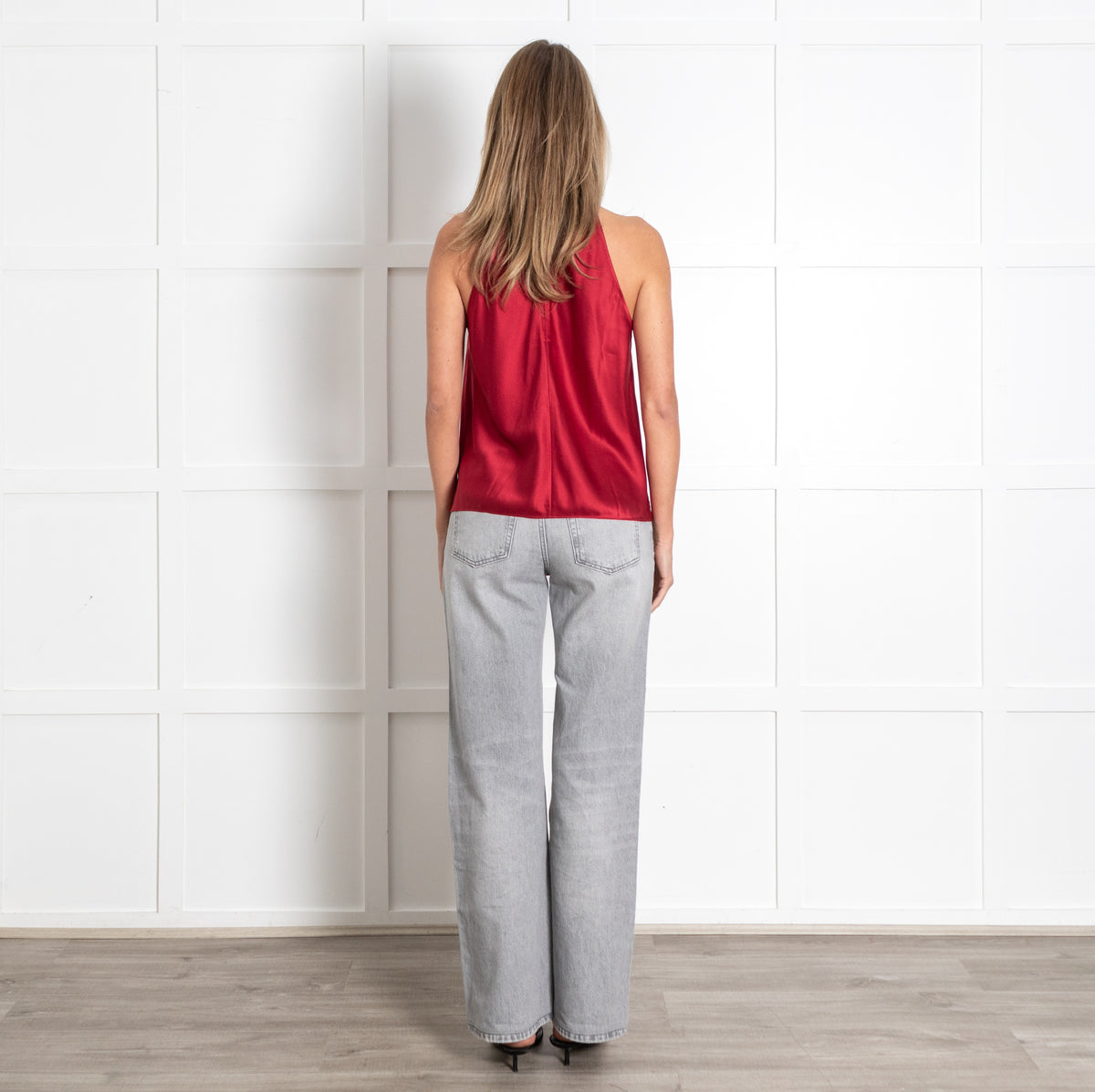 Silk Red Cowl Neck Top - Image 7