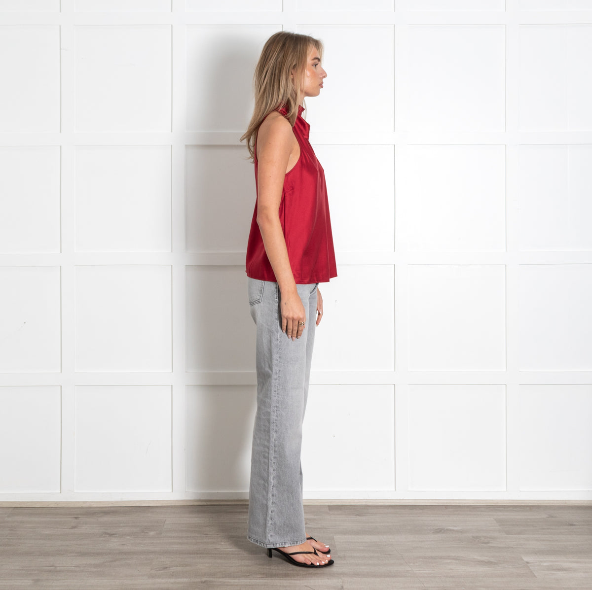 Silk Red Cowl Neck Top - Image 8