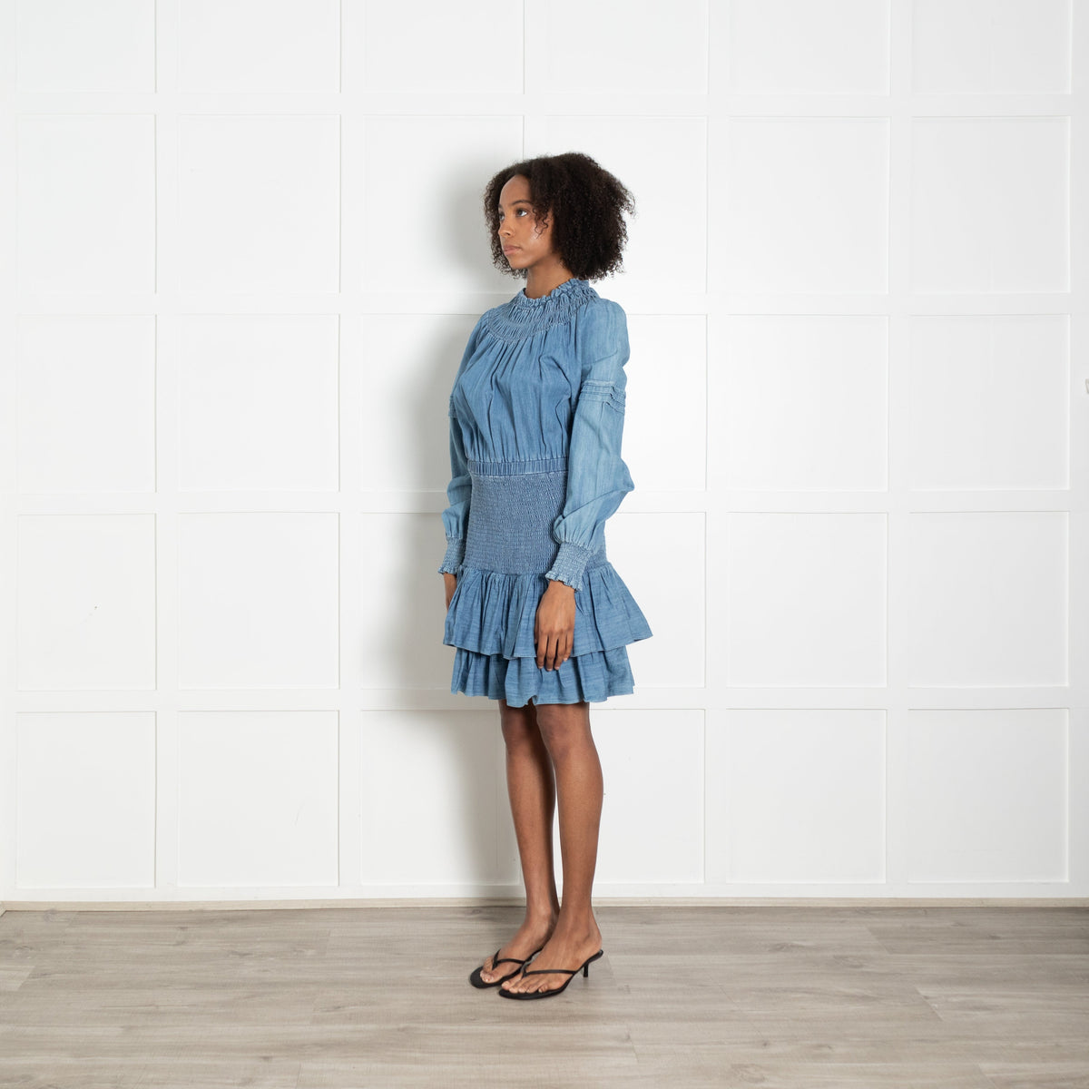 Michael by Michael Kors Denim Dress With Shirred Waist - Image 3