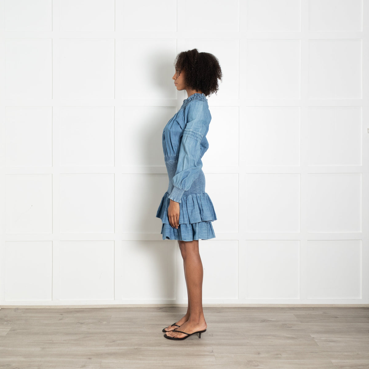 Michael by Michael Kors Denim Dress With Shirred Waist - Image 4