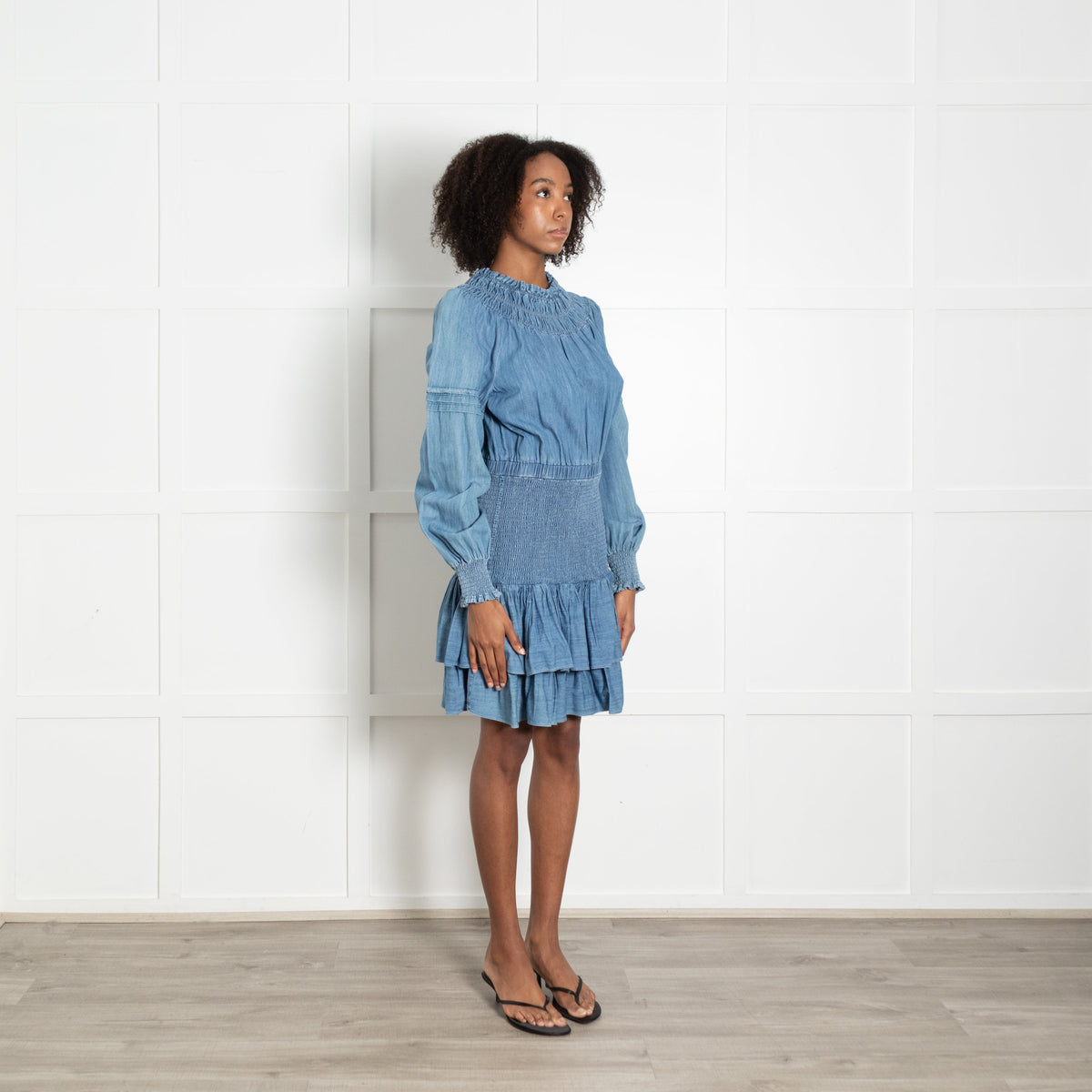 Michael by Michael Kors Denim Dress With Shirred Waist - Image 7