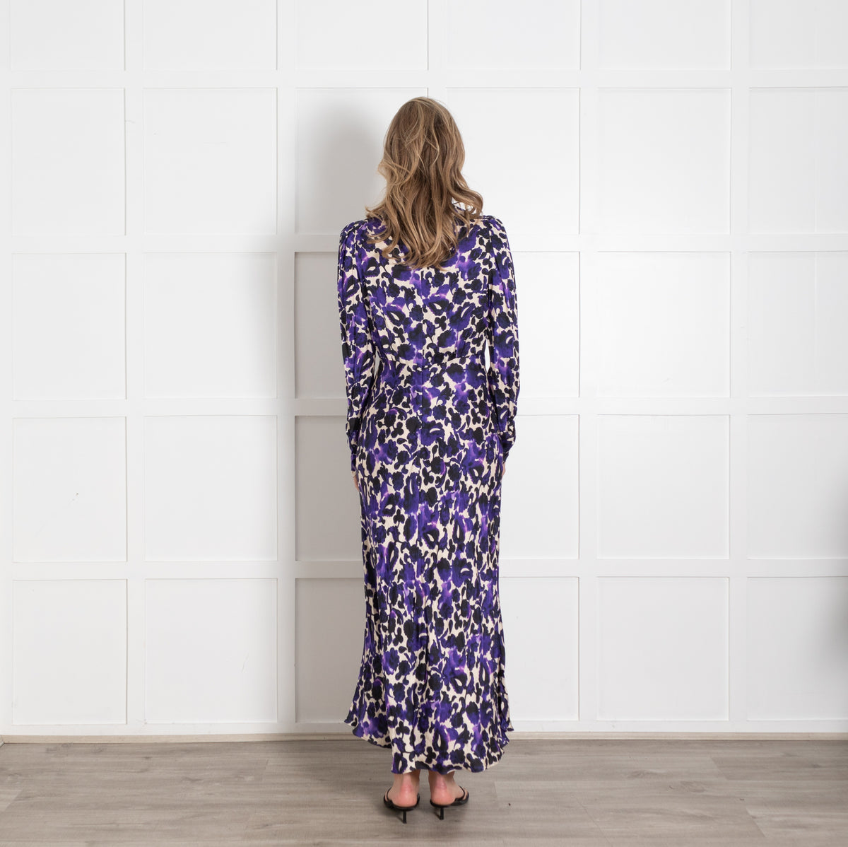 Mirto Cream Purple Black Floral Maxi Dress - Image 4