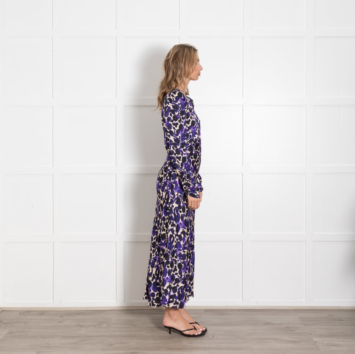 Mirto Cream Purple Black Floral Maxi Dress - Image 5
