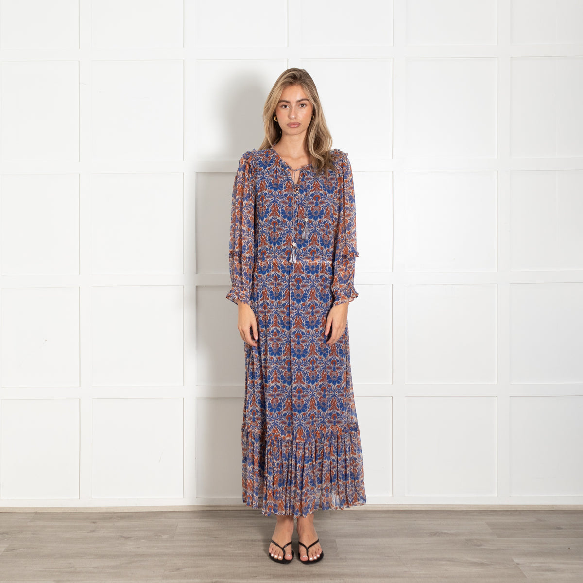 Moliin Phoenix Blue And Rust Patterned Dress - Image 1