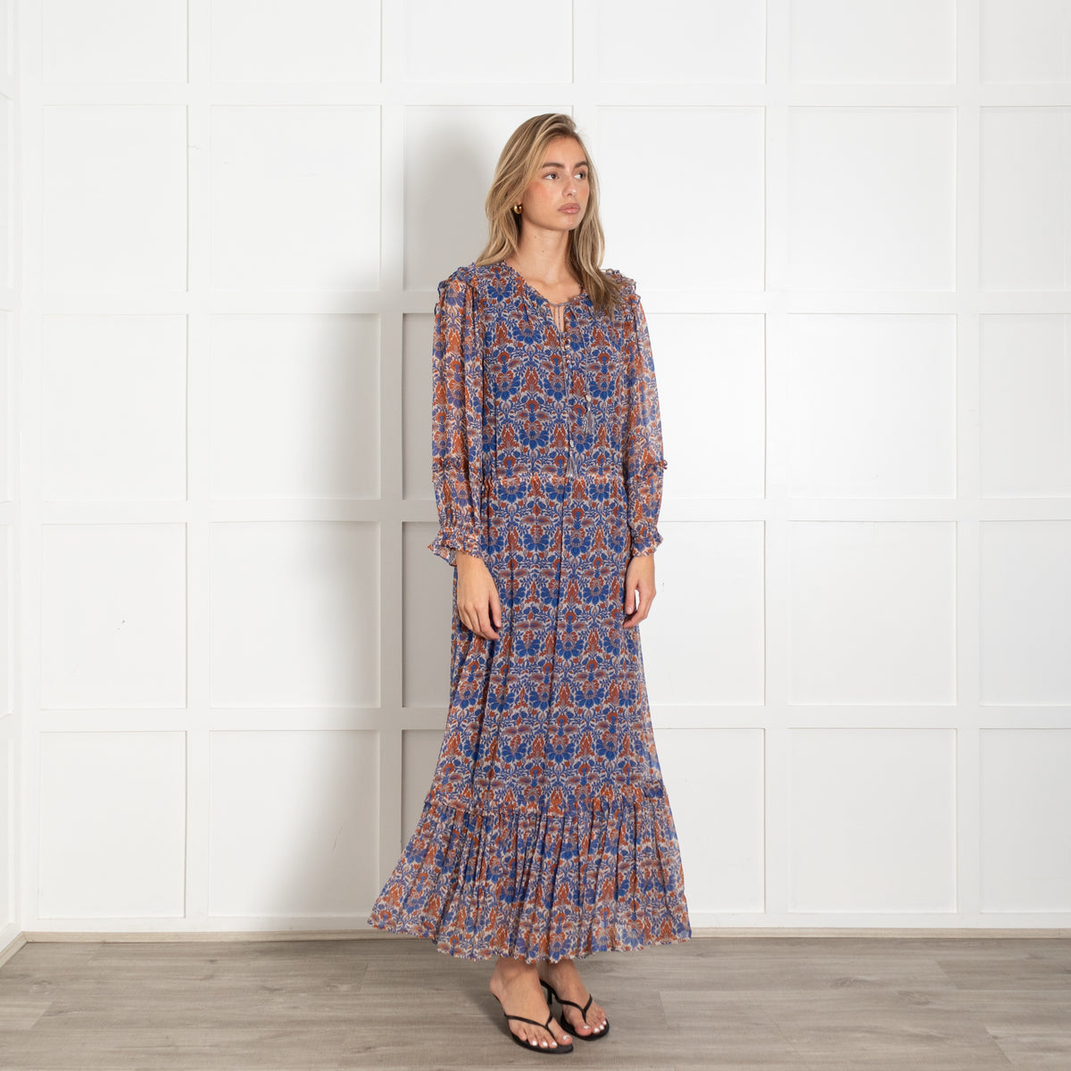 Moliin Phoenix Blue And Rust Patterned Dress - Image 7