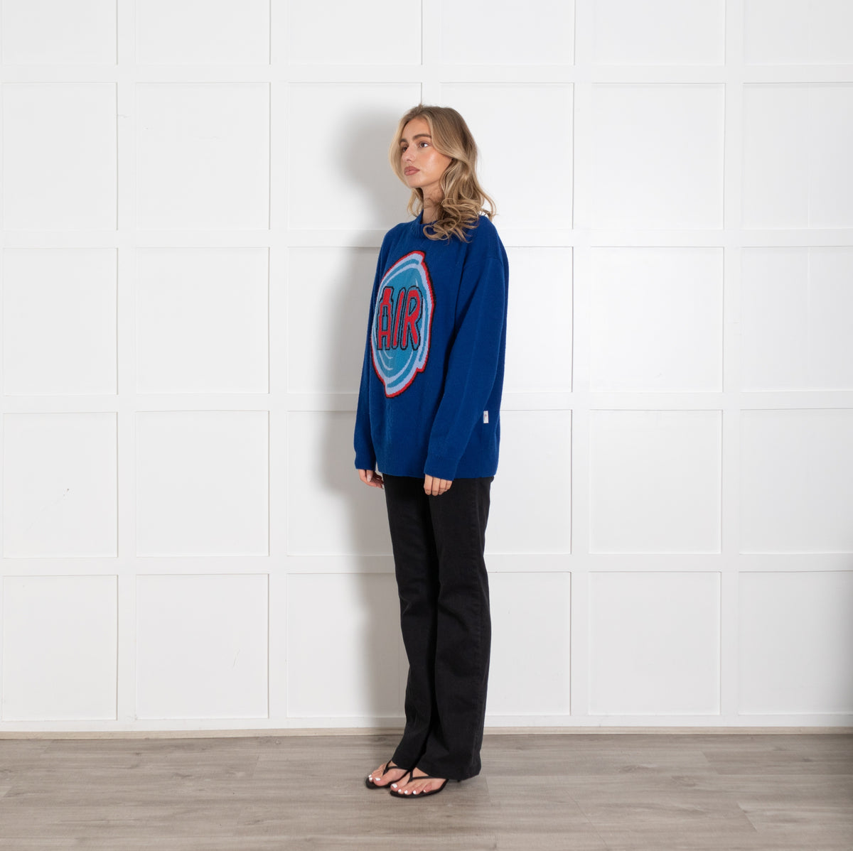 Moncler Blue Oversized Air Crew Jumper With 'Air' Motif - Image 3