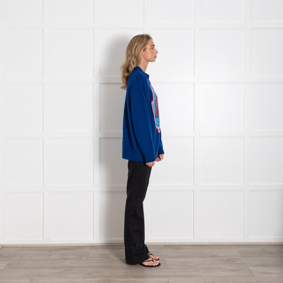 Moncler Blue Oversized Air Crew Jumper With 'Air' Motif - Image 6