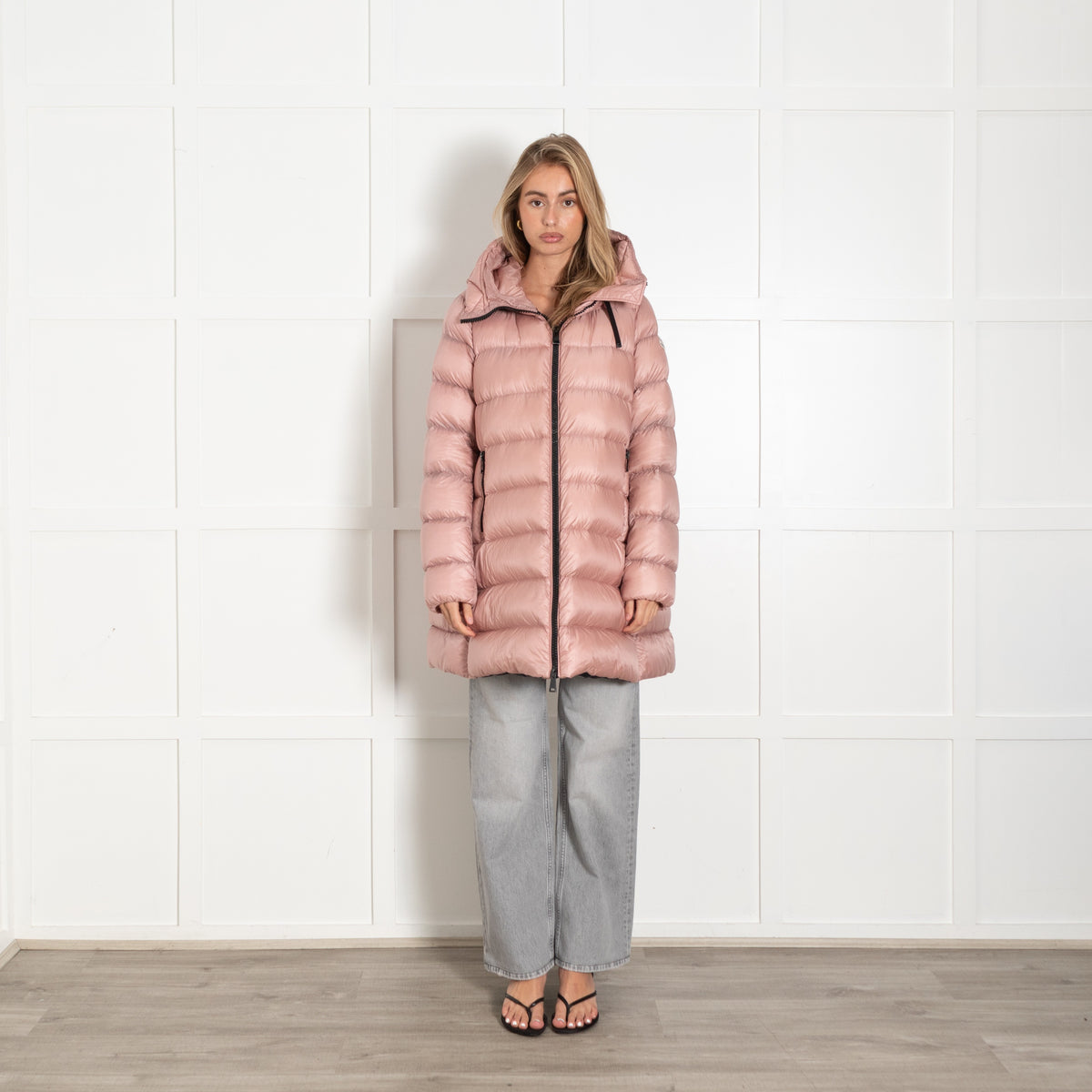 Moncler Dusty Pink Down Hooded Suyen Coat - Image 1