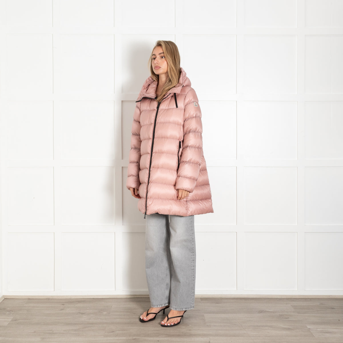 Moncler Dusty Pink Down Hooded Suyen Coat - Image 3