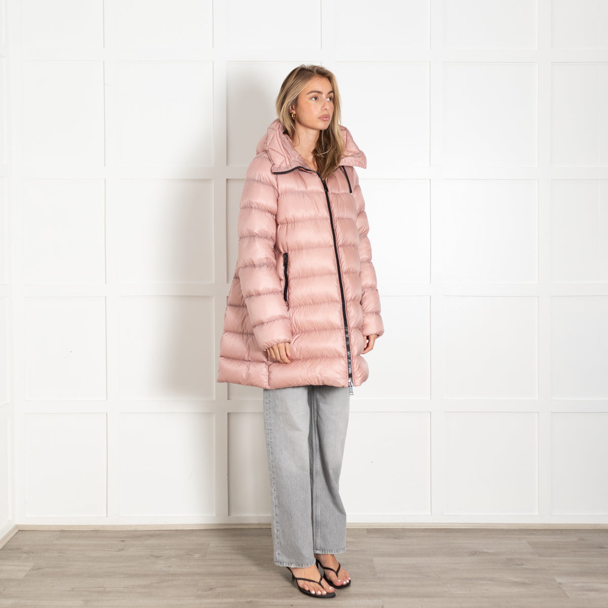 Moncler Dusty Pink Down Hooded Suyen Coat - Image 7