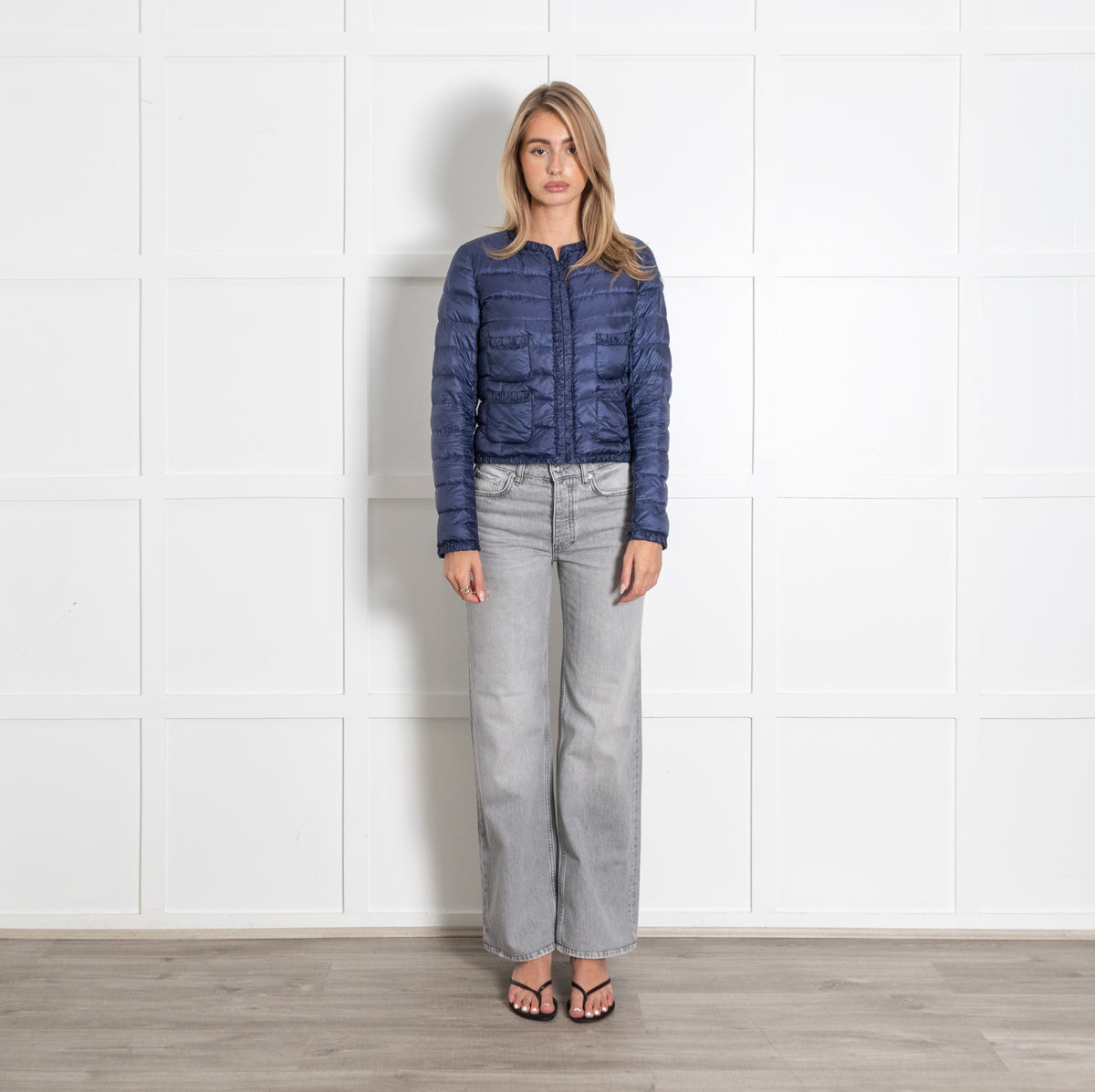 Moncler Navy Blue Fitted Quilted Jacket - Image 1