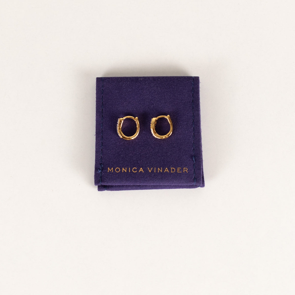 Monica Vinader Riva Pave Diamond Huggie Earrings Gold Plated - Image 4