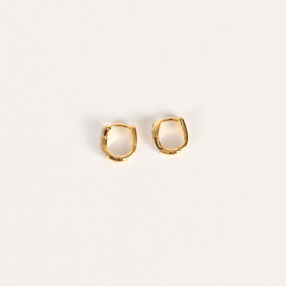 Monica Vinader Riva Pave Diamond Huggie Earrings Gold Plated - Image 1