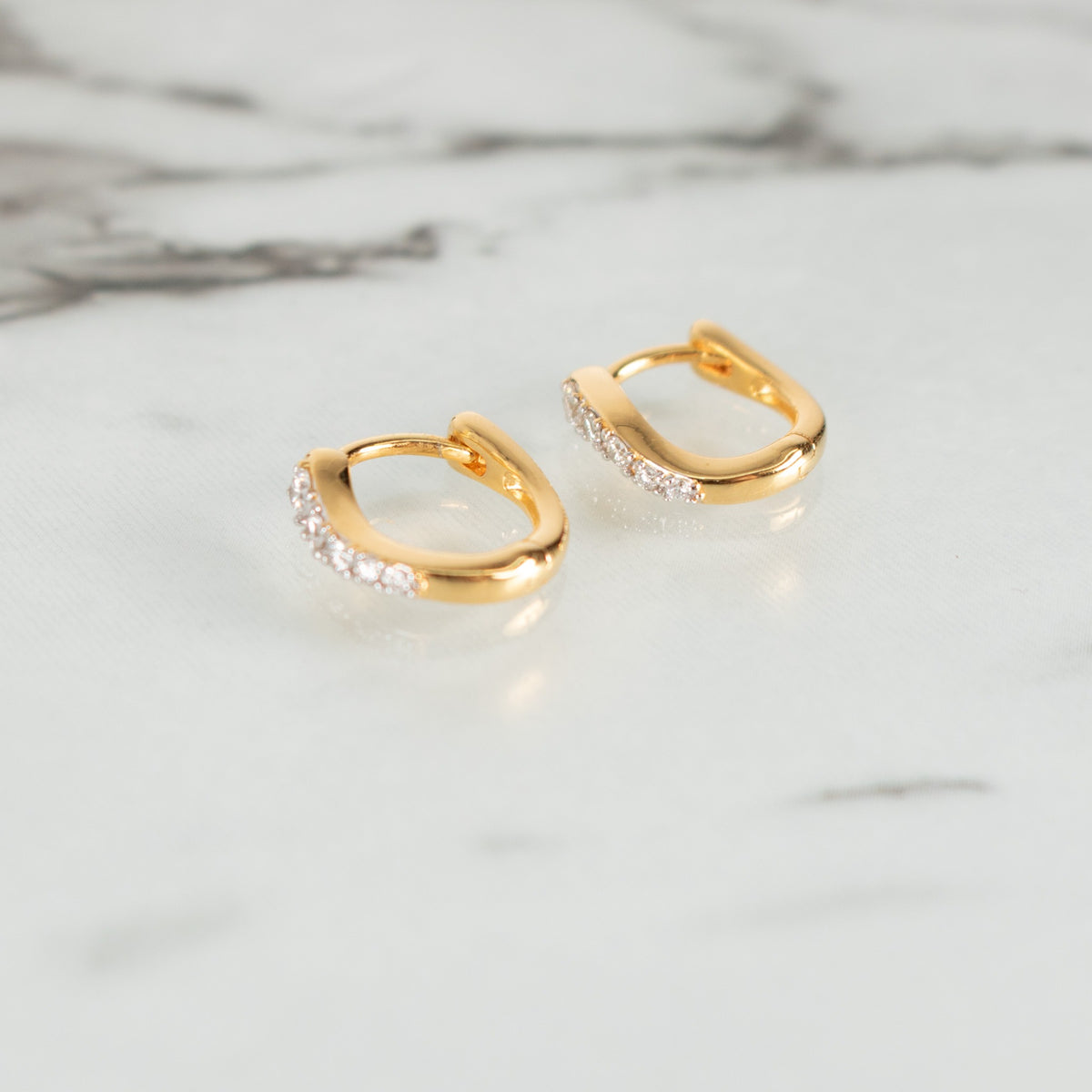 Monica Vinader Riva Pave Diamond Huggie Earrings Gold Plated - Image 2