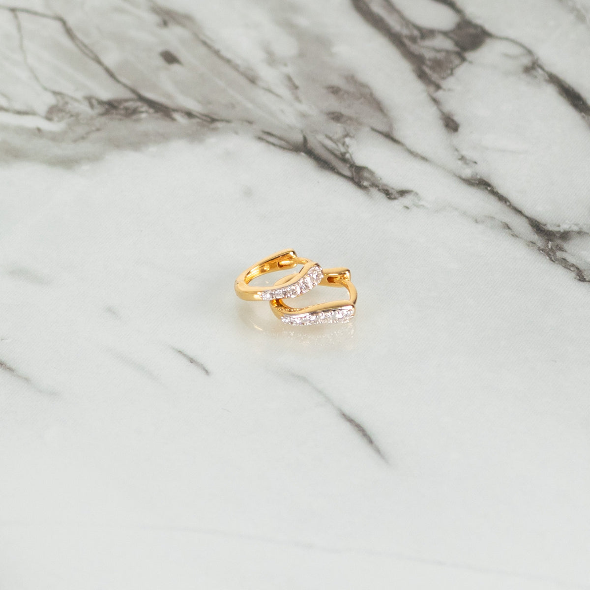 Monica Vinader Riva Pave Diamond Huggie Earrings Gold Plated - Image 6