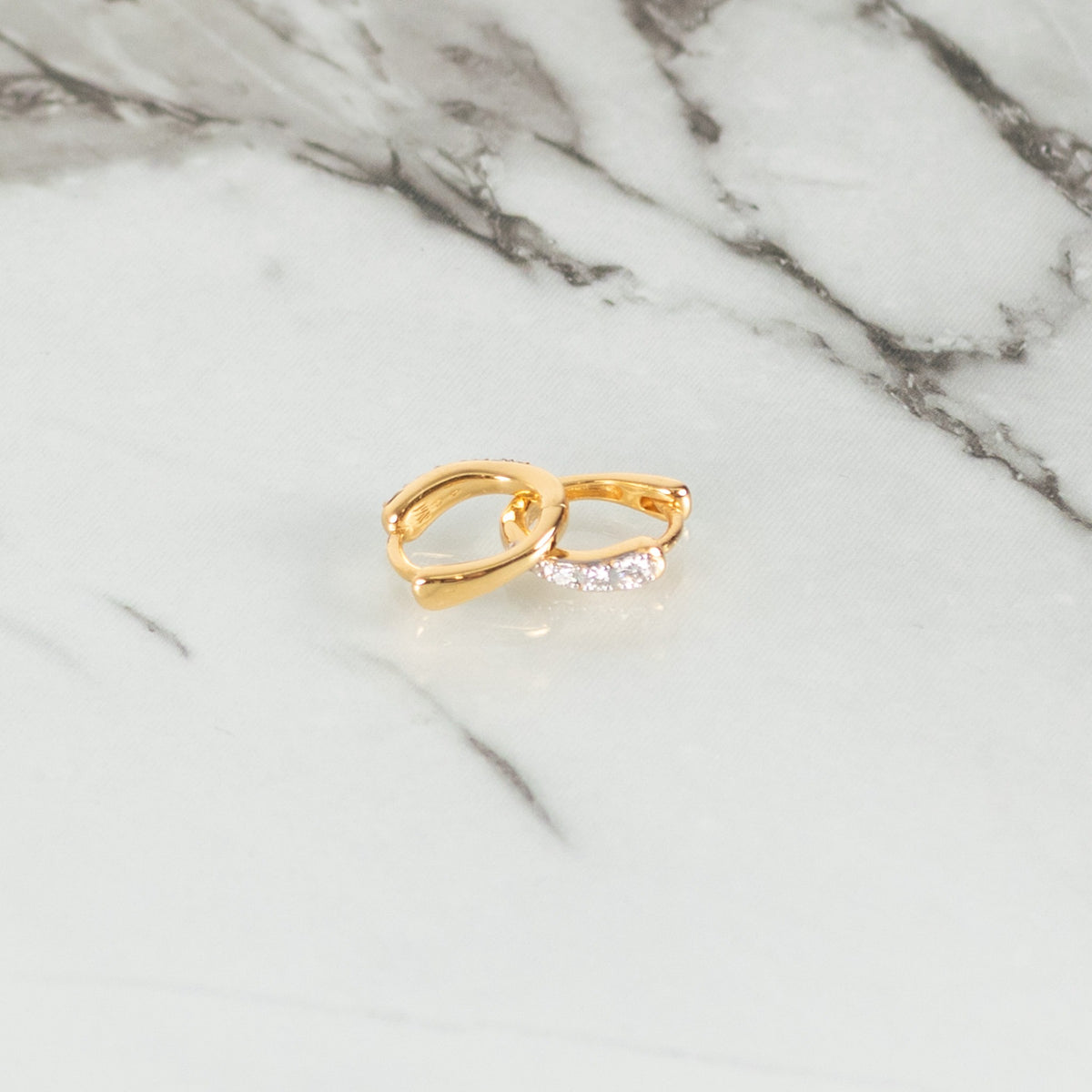 Monica Vinader Riva Pave Diamond Huggie Earrings Gold Plated - Image 7