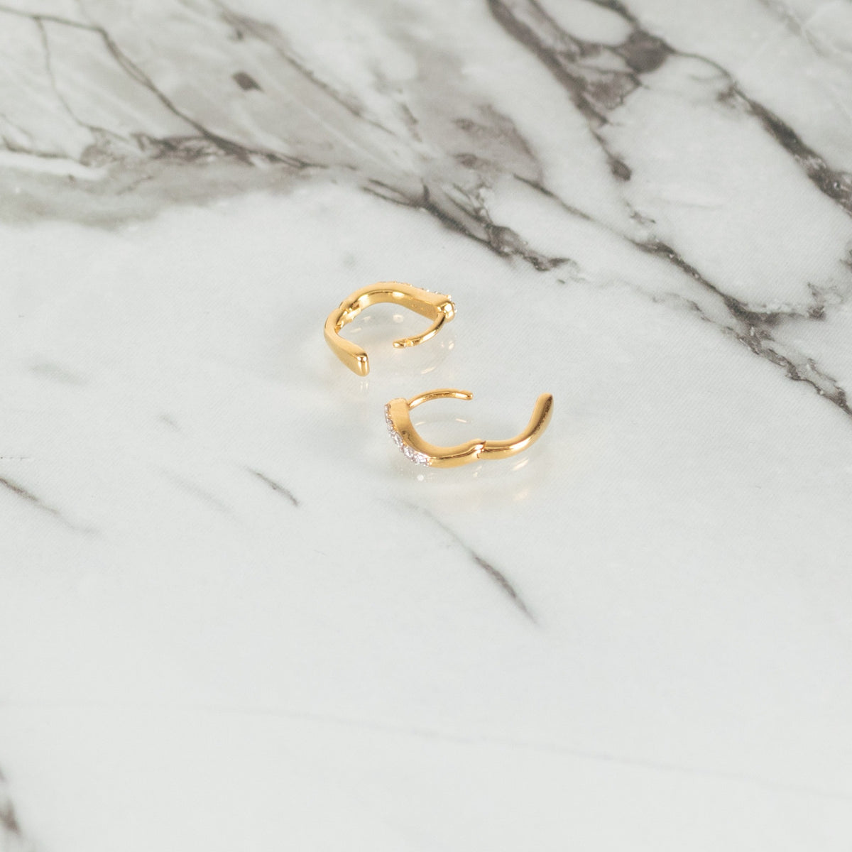 Monica Vinader Riva Pave Diamond Huggie Earrings Gold Plated - Image 8