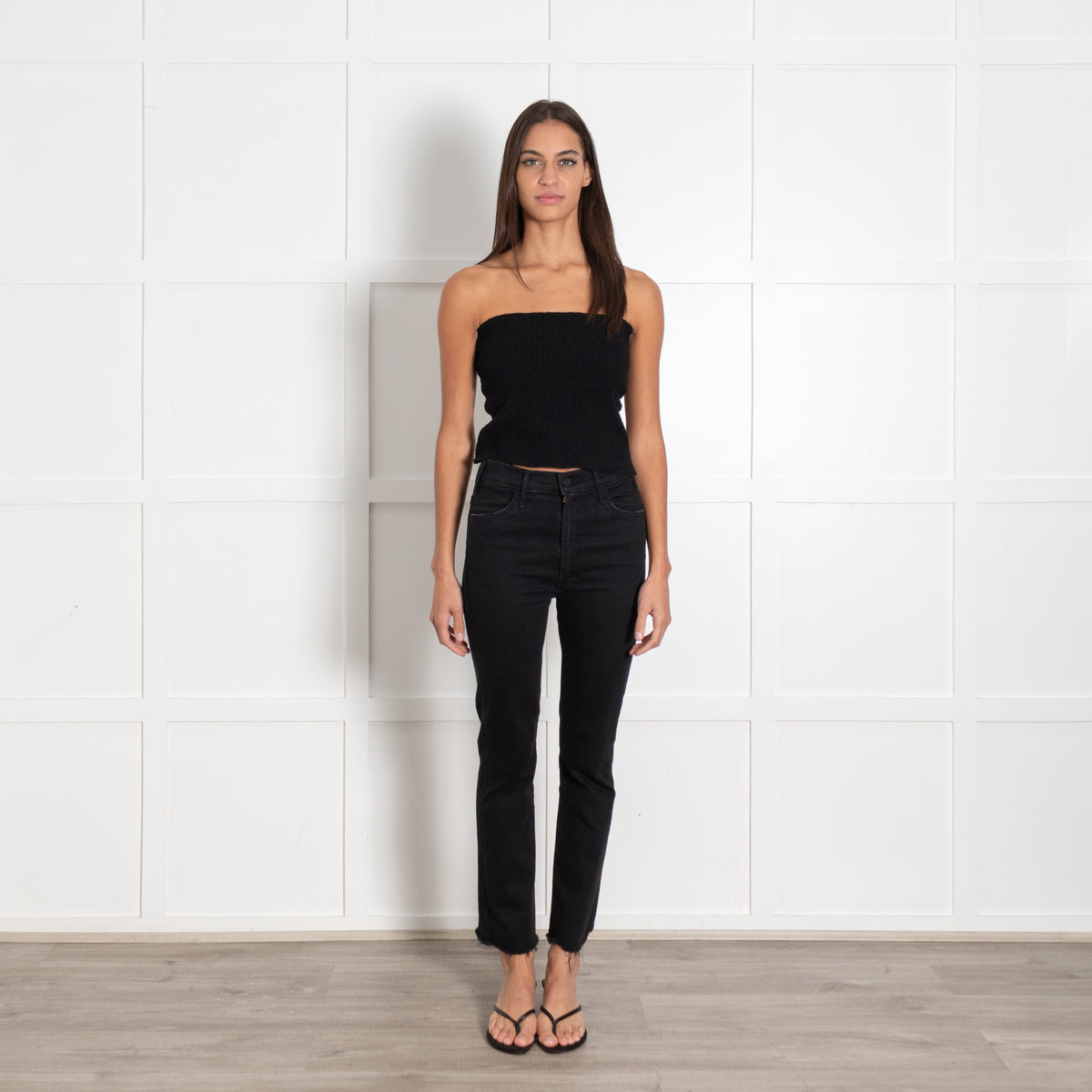 Mother Black Jeans with Frayed Edging - Image 1
