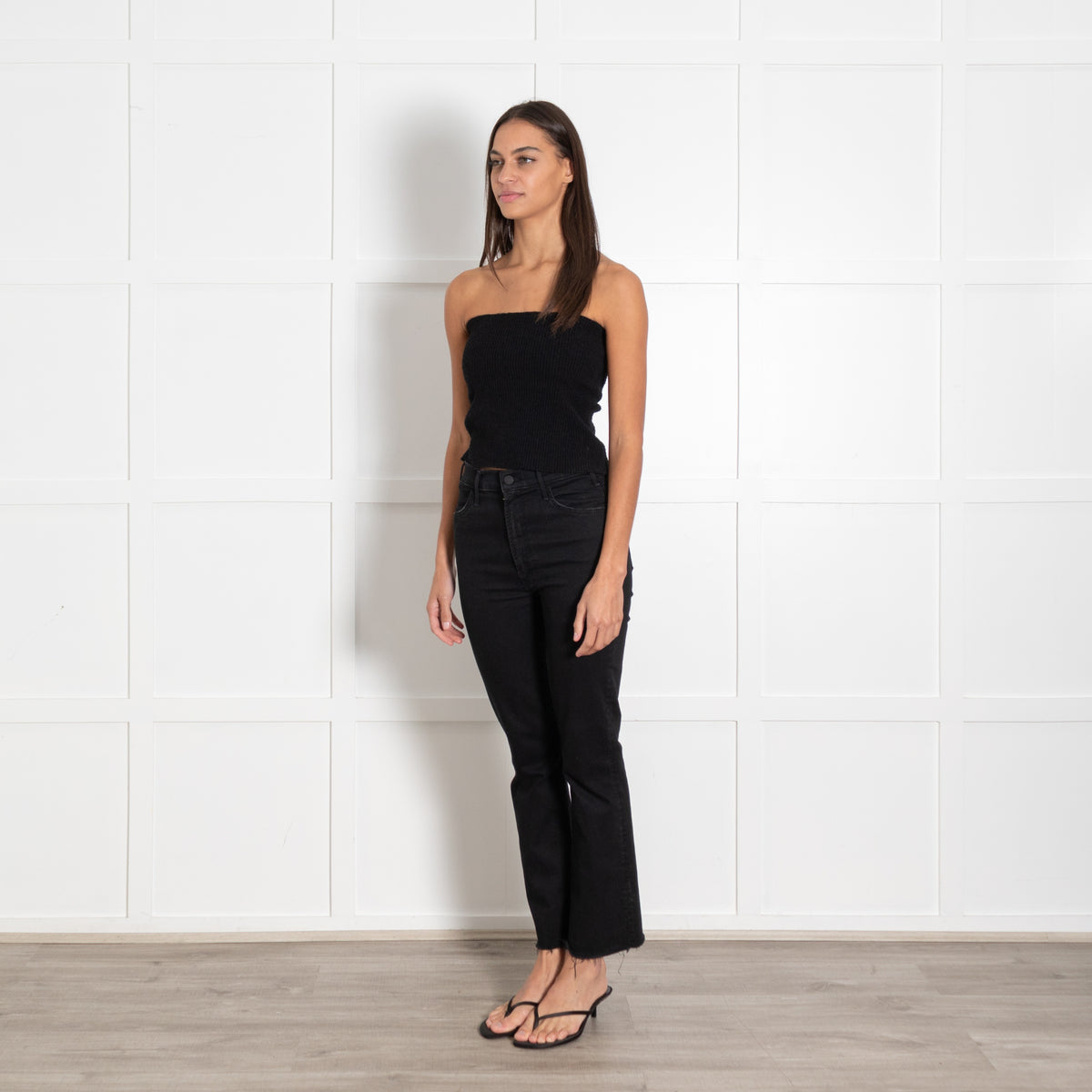 Mother Black Jeans with Frayed Edging - Image 3