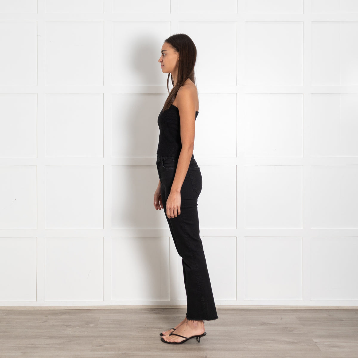 Mother Black Jeans with Frayed Edging - Image 4