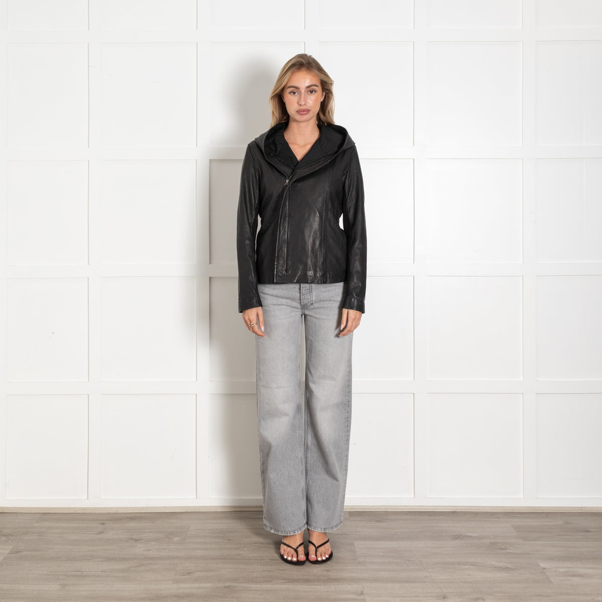Munderingskompagniet Black Leather Hooded Leather Jacket - Image 1