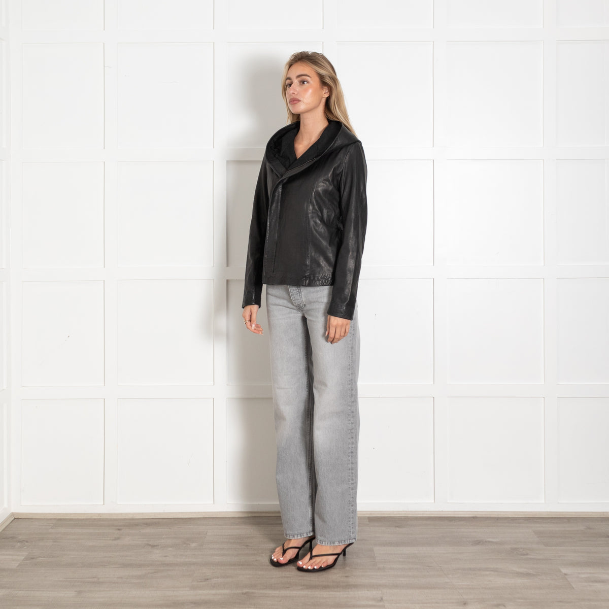 Munderingskompagniet Black Leather Hooded Leather Jacket - Image 3