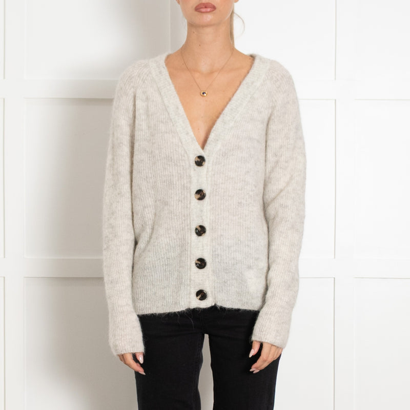 My Essential Wardrobe Grey Fleck Wool Mix Cardigan With Black Buttons - UK 10 - Image 2