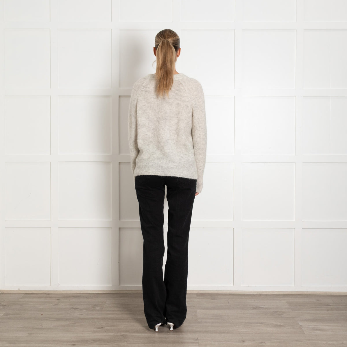 My Essential Wardrobe Grey Fleck Wool Mix Cardigan With Black Buttons - UK 10 - Image 5