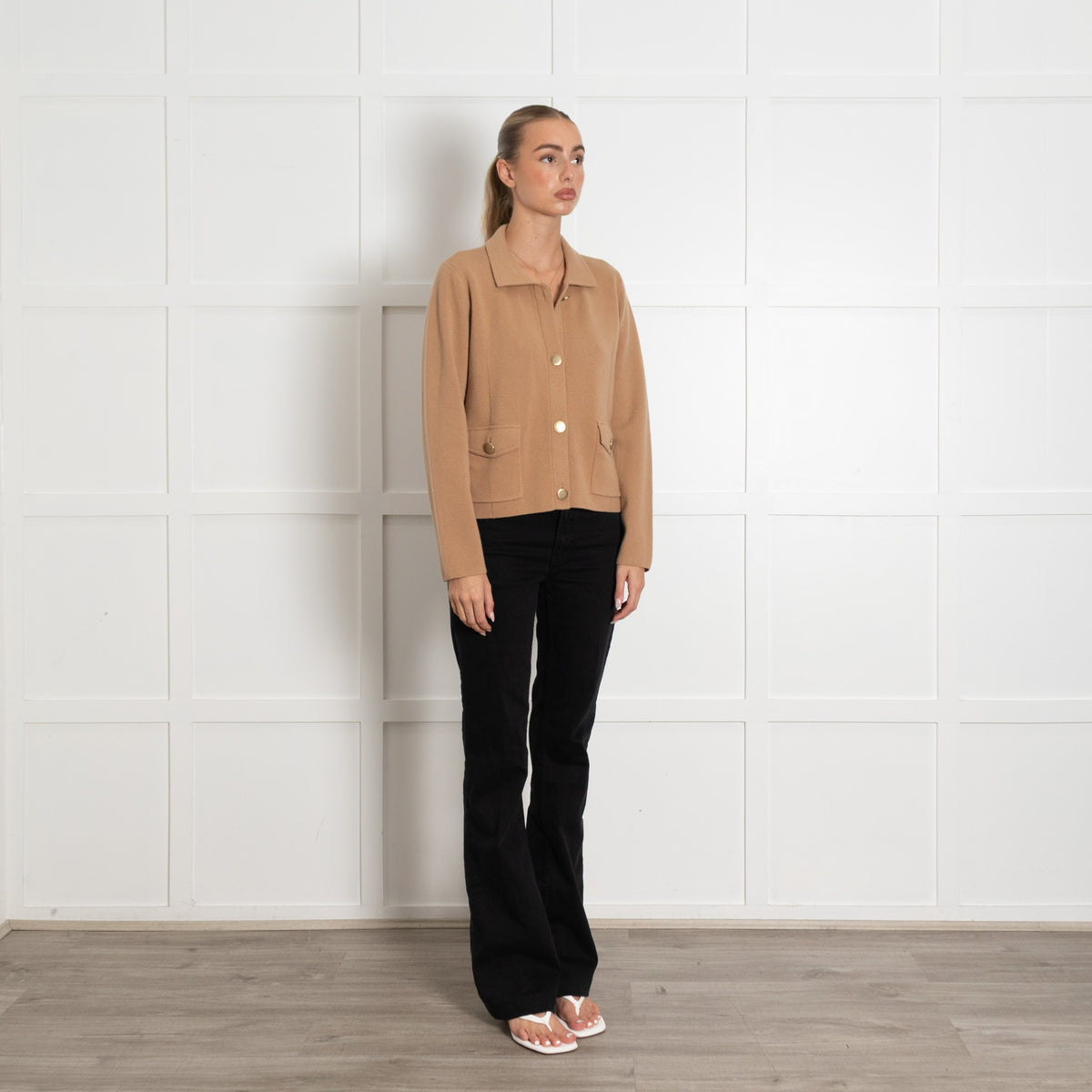 N Peal Camel Cashmere Collared Cardigan - Image 1