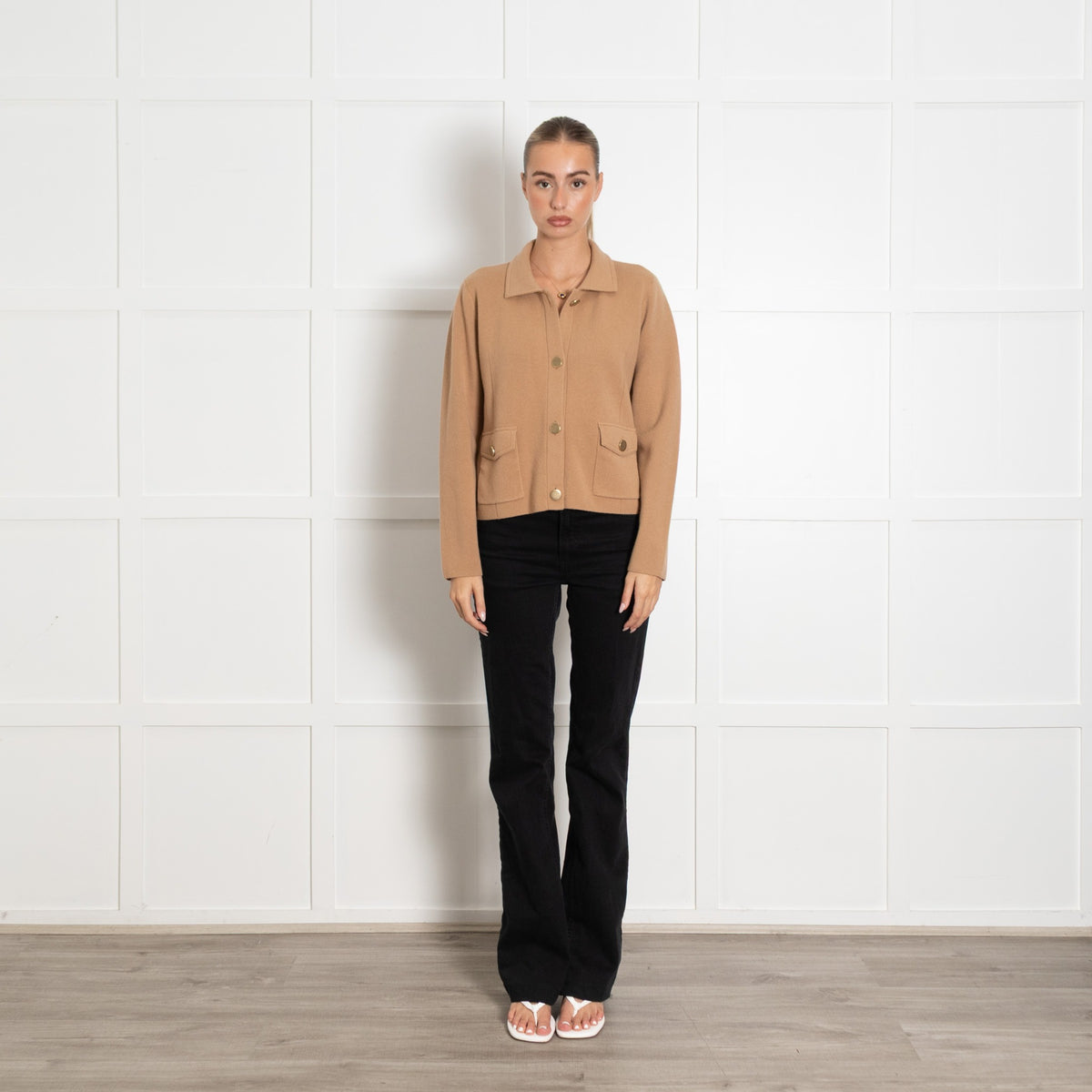 N Peal Camel Cashmere Collared Cardigan - Image 1
