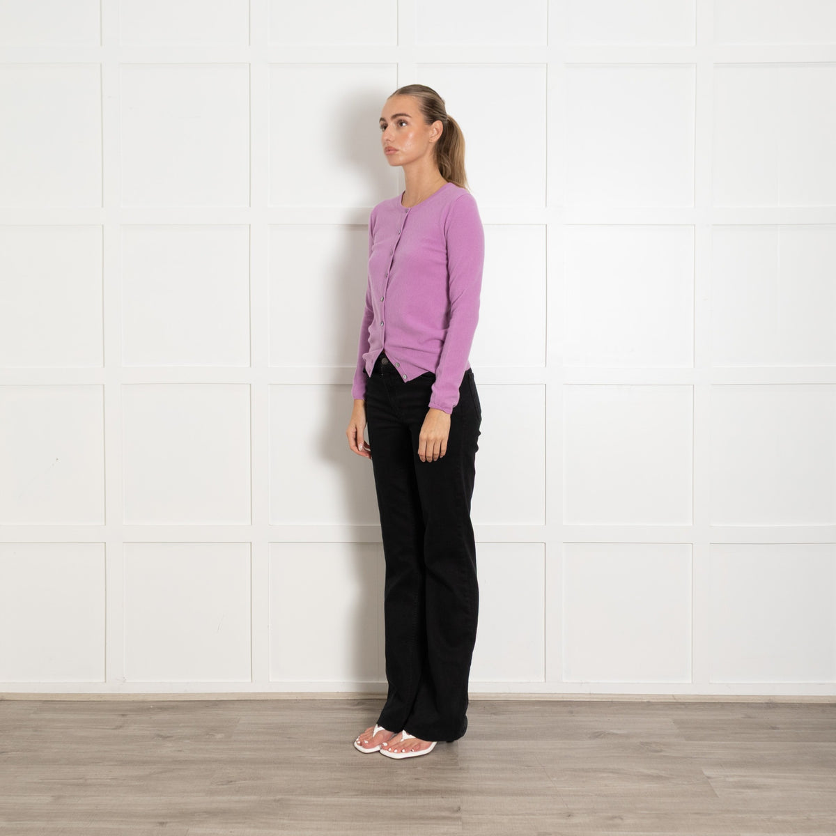 N.Peal Lilac Purple Cashmere Knitted Cardigan - Image 3