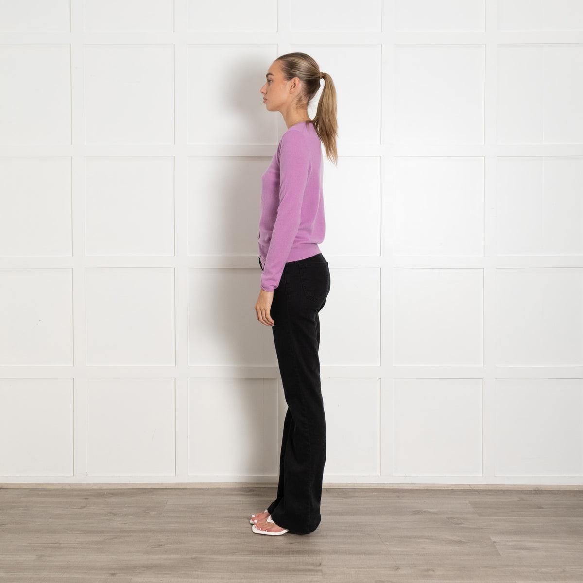 N.Peal Lilac Purple Cashmere Knitted Cardigan - Image 4